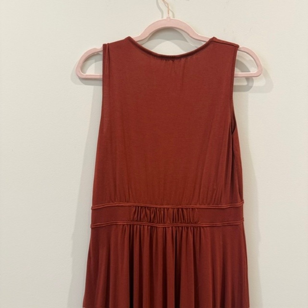 Boden Elina Jersey Ruched Midi Dress Rust Terracotta Empire Waist | Size US 6 - Picture 15 of 16
